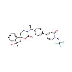 C[C@@H](c1ccc(-c2ccn(CC(F)(F)F)c(=O)c2)cc1)N1CC[C@](CC(C)(C)O)(c2ccccc2)OC1=O ZINC000096178533