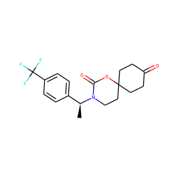 C[C@@H](c1ccc(C(F)(F)F)cc1)N1CCC2(CCC(=O)CC2)OC1=O ZINC000146194695