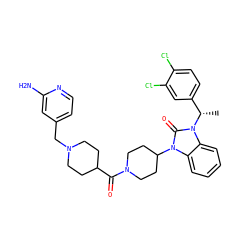 C[C@@H](c1ccc(Cl)c(Cl)c1)n1c(=O)n(C2CCN(C(=O)C3CCN(Cc4ccnc(N)c4)CC3)CC2)c2ccccc21 ZINC000096285300