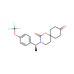 C[C@@H](c1ccc(OC(F)(F)F)cc1)N1CCC2(CCC(=O)CC2)OC1=O ZINC000146330926