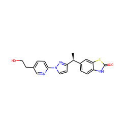 C[C@@H](c1ccc2[nH]c(=O)sc2c1)c1ccn(-c2ccc(CCO)cn2)n1 ZINC000653861770