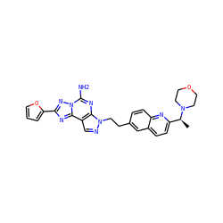 C[C@@H](c1ccc2cc(CCn3ncc4c3nc(N)n3nc(-c5ccco5)nc43)ccc2n1)N1CCOCC1 ZINC000040414113