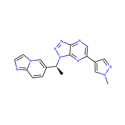 C[C@@H](c1ccc2nccn2c1)n1nnc2ncc(-c3cnn(C)c3)nc21 ZINC000149738712