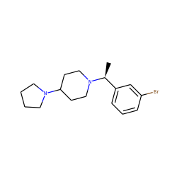 C[C@@H](c1cccc(Br)c1)N1CCC(N2CCCC2)CC1 ZINC000121433261