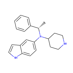 C[C@@H](c1ccccc1)N(c1ccc2[nH]ccc2c1)C1CCNCC1 ZINC000043074484