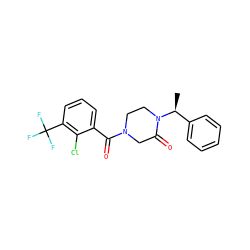 C[C@@H](c1ccccc1)N1CCN(C(=O)c2cccc(C(F)(F)F)c2Cl)CC1=O ZINC000043204691