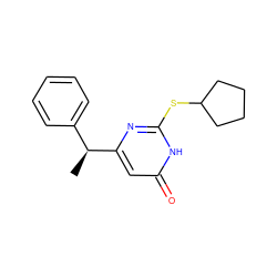 C[C@@H](c1ccccc1)c1cc(=O)[nH]c(SC2CCCC2)n1 ZINC000013474588