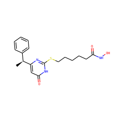 C[C@@H](c1ccccc1)c1cc(=O)[nH]c(SCCCCCC(=O)NO)n1 ZINC000035050431
