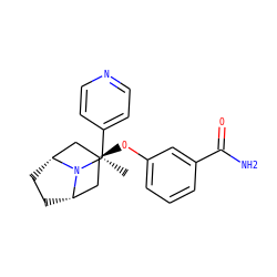 C[C@@H](c1ccncc1)N1[C@H]2CC[C@@H]1C[C@@H](Oc1cccc(C(N)=O)c1)C2 ZINC000101366428