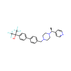 C[C@@H](c1ccncc1)N1CCN(Cc2ccc(-c3ccc(C(O)(C(F)(F)F)C(F)(F)F)cc3)cc2)CC1 ZINC000205445396
