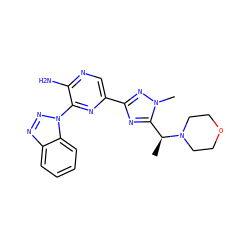 C[C@@H](c1nc(-c2cnc(N)c(-n3nnc4ccccc43)n2)nn1C)N1CCOCC1 ZINC001772584325