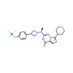 C[C@@H](c1nn2c(C3CCOCC3)ncc2c(=O)[nH]1)N1CC(c2ccc(OC(F)(F)F)cc2)C1 ZINC000205426796
