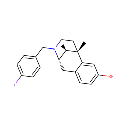 C[C@@H]1[C@@H]2Cc3ccc(O)cc3[C@@]1(C)CCN2Cc1ccc(I)cc1 ZINC000013740361