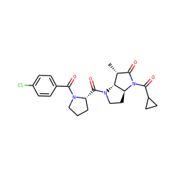 C[C@@H]1C(=O)N(C(=O)C2CC2)[C@H]2CCN(C(=O)[C@@H]3CCCN3C(=O)c3ccc(Cl)cc3)[C@H]12 ZINC000013527851