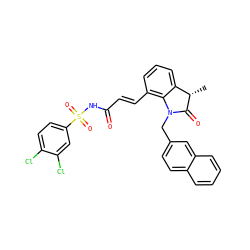 C[C@@H]1C(=O)N(Cc2ccc3ccccc3c2)c2c(/C=C/C(=O)NS(=O)(=O)c3ccc(Cl)c(Cl)c3)cccc21 ZINC000049780894