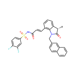 C[C@@H]1C(=O)N(Cc2ccc3ccccc3c2)c2c(/C=C/C(=O)NS(=O)(=O)c3ccc(F)c(F)c3)cccc21 ZINC000049780657
