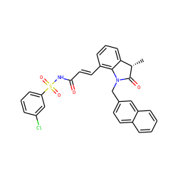 C[C@@H]1C(=O)N(Cc2ccc3ccccc3c2)c2c(/C=C/C(=O)NS(=O)(=O)c3cccc(Cl)c3)cccc21 ZINC000049780891