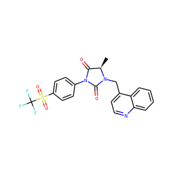 C[C@@H]1C(=O)N(c2ccc(S(=O)(=O)C(F)(F)F)cc2)C(=O)N1Cc1ccnc2ccccc12 ZINC000038433168