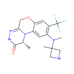 C[C@@H]1C(=O)NN=C2COc3cc(C(F)(F)F)c(N(C)C4(C)CNC4)cc3N21 ZINC000145812786