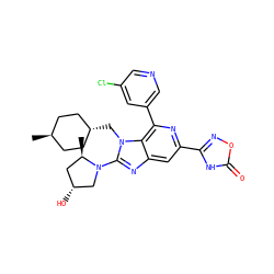 C[C@@H]1C[C@@H](O)CN1c1nc2cc(-c3noc(=O)[nH]3)nc(-c3cncc(Cl)c3)c2n1C[C@H]1CC[C@H](C)CC1 ZINC000261158770
