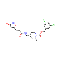 C[C@@H]1C[C@H](CNC(=O)CCc2cc(=O)[nH]o2)CCN1C(=O)OCc1cc(Cl)cc(Cl)c1 ZINC000217880589