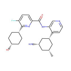 C[C@@H]1C[C@H](N)C[C@H](c2ccncc2NC(=O)c2ccc(F)c([C@H]3CC[C@@H](O)CC3)n2)C1 ZINC000169697097