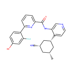 C[C@@H]1C[C@H](N)C[C@H](c2ccncc2NC(=O)c2cccc(-c3ccc(O)cc3F)n2)C1 ZINC000139767459