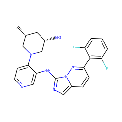 C[C@@H]1C[C@H](N)CN(c2ccncc2Nc2ncc3ccc(-c4c(F)cccc4F)nn23)C1 ZINC000144176201