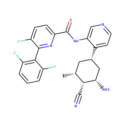 C[C@@H]1C[C@H](c2ccncc2NC(=O)c2ccc(F)c(-c3c(F)cccc3F)n2)C[C@H](N)[C@@H]1C#N ZINC000207242160