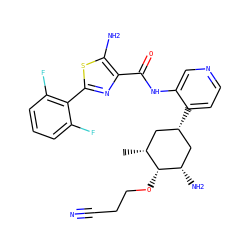 C[C@@H]1C[C@H](c2ccncc2NC(=O)c2nc(-c3c(F)cccc3F)sc2N)C[C@H](N)[C@@H]1OCCC#N ZINC000149190614