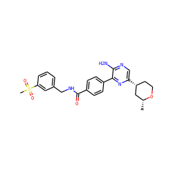 C[C@@H]1C[C@H](c2cnc(N)c(-c3ccc(C(=O)NCc4cccc(S(C)(=O)=O)c4)cc3)n2)CCO1 ZINC001772586703