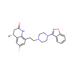 C[C@@H]1CC(=O)Nc2c(CCN3CCN(c4noc5ccccc45)CC3)cc(F)cc21 ZINC000028525924