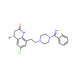 C[C@@H]1CC(=O)Nc2c(CCN3CCN(c4nsc5ccccc45)CC3)cc(Cl)cc21 ZINC000028527344
