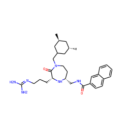 C[C@@H]1CC(CN2CC[C@H](CNC(=O)c3ccc4ccccc4c3)N[C@H](CCCN=C(N)N)C2=O)C[C@@H](C)C1 ZINC000216527827