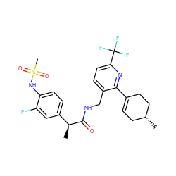 C[C@@H]1CC=C(c2nc(C(F)(F)F)ccc2CNC(=O)[C@@H](C)c2ccc(NS(C)(=O)=O)c(F)c2)CC1 ZINC000299834023