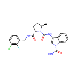 C[C@@H]1CC[C@@H](C(=O)NCc2cccc(Cl)c2F)N1C(=O)Nc1cn(C(N)=O)c2ccccc12 ZINC000148470587