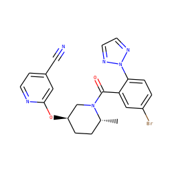 C[C@@H]1CC[C@@H](Oc2cc(C#N)ccn2)CN1C(=O)c1cc(Br)ccc1-n1nccn1 ZINC000096167291