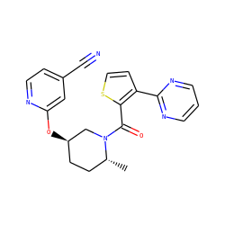 C[C@@H]1CC[C@@H](Oc2cc(C#N)ccn2)CN1C(=O)c1sccc1-c1ncccn1 ZINC000096167306