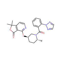 C[C@@H]1CC[C@@H](Oc2nccc3c2C(=O)OC3(C)C)CN1C(=O)c1ccccc1-n1nccn1 ZINC001772646012