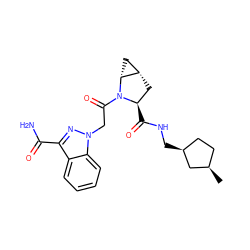 C[C@@H]1CC[C@H](CNC(=O)[C@@H]2C[C@H]3C[C@H]3N2C(=O)Cn2nc(C(N)=O)c3ccccc32)C1 ZINC000217723891
