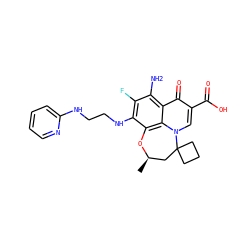 C[C@@H]1CC2(CCC2)n2cc(C(=O)O)c(=O)c3c(N)c(F)c(NCCNc4ccccn4)c(c32)O1 ZINC000059223662