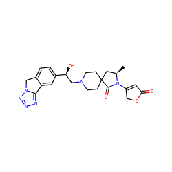 C[C@@H]1CC2(CCN(C[C@H](O)c3ccc4c(c3)-c3nnnn3C4)CC2)C(=O)N1C1=CC(=O)OC1 ZINC000653825302