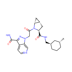 C[C@@H]1CCC[C@@H](CNC(=O)[C@@H]2C[C@H]3C[C@H]3N2C(=O)Cn2nc(C(N)=O)c3ccncc32)C1 ZINC000210850463