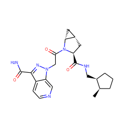 C[C@@H]1CCC[C@@H]1CNC(=O)[C@@H]1C[C@H]2C[C@H]2N1C(=O)Cn1nc(C(N)=O)c2ccncc21 ZINC000210827243