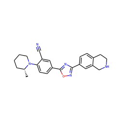 C[C@@H]1CCCCN1c1ccc(-c2nc(-c3ccc4c(c3)CNCC4)no2)cc1C#N ZINC000118846725