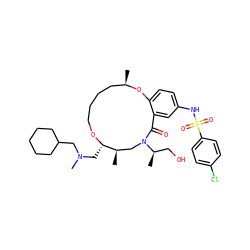 C[C@@H]1CCCCO[C@@H](CN(C)CC2CCCCC2)[C@H](C)CN([C@H](C)CO)C(=O)c2cc(NS(=O)(=O)c3ccc(Cl)cc3)ccc2O1 ZINC000095601612