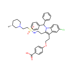 C[C@@H]1CCCN(CCS(=O)(=O)NCCc2c(CCOc3ccc(C(=O)O)cc3)c3cc(Cl)ccc3n2C(c2ccccc2)c2ccccc2)C1 ZINC000049853699