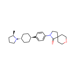 C[C@@H]1CCCN1[C@H]1CC[C@H](c2ccc(N3CCC4(CCOCC4)C3=O)cc2)CC1 ZINC001772605441