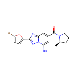 C[C@@H]1CCCN1C(=O)c1cc(N)n2nc(-c3ccc(Br)o3)nc2c1 ZINC000026977020