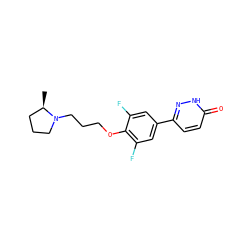 C[C@@H]1CCCN1CCCOc1c(F)cc(-c2ccc(=O)[nH]n2)cc1F ZINC000072116534